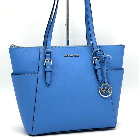 Michael Kors Large Charlotte Tote Bag Blue/Silver - Picture 3 of 11
